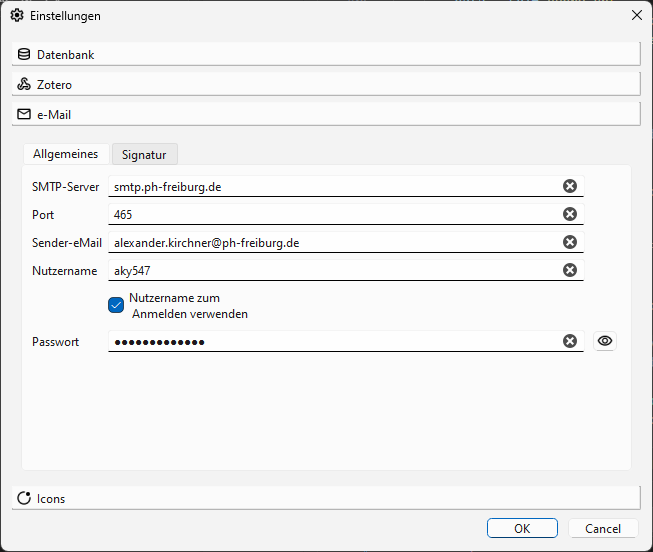 E-Mail Einstellungen